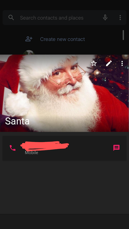 Santa's contact profile